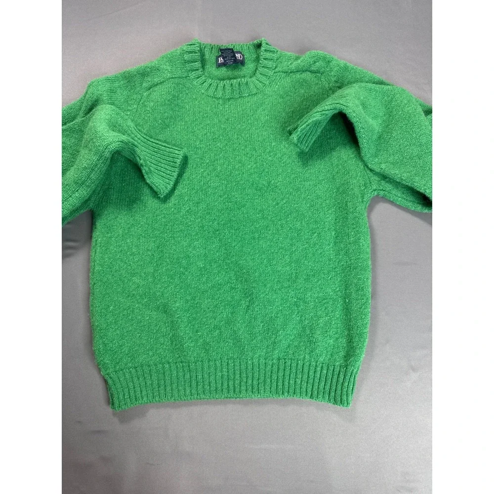 Lands' End Green Wool Sweater Made in Scotland Vintage 90s Crewneck Size 6 8 M